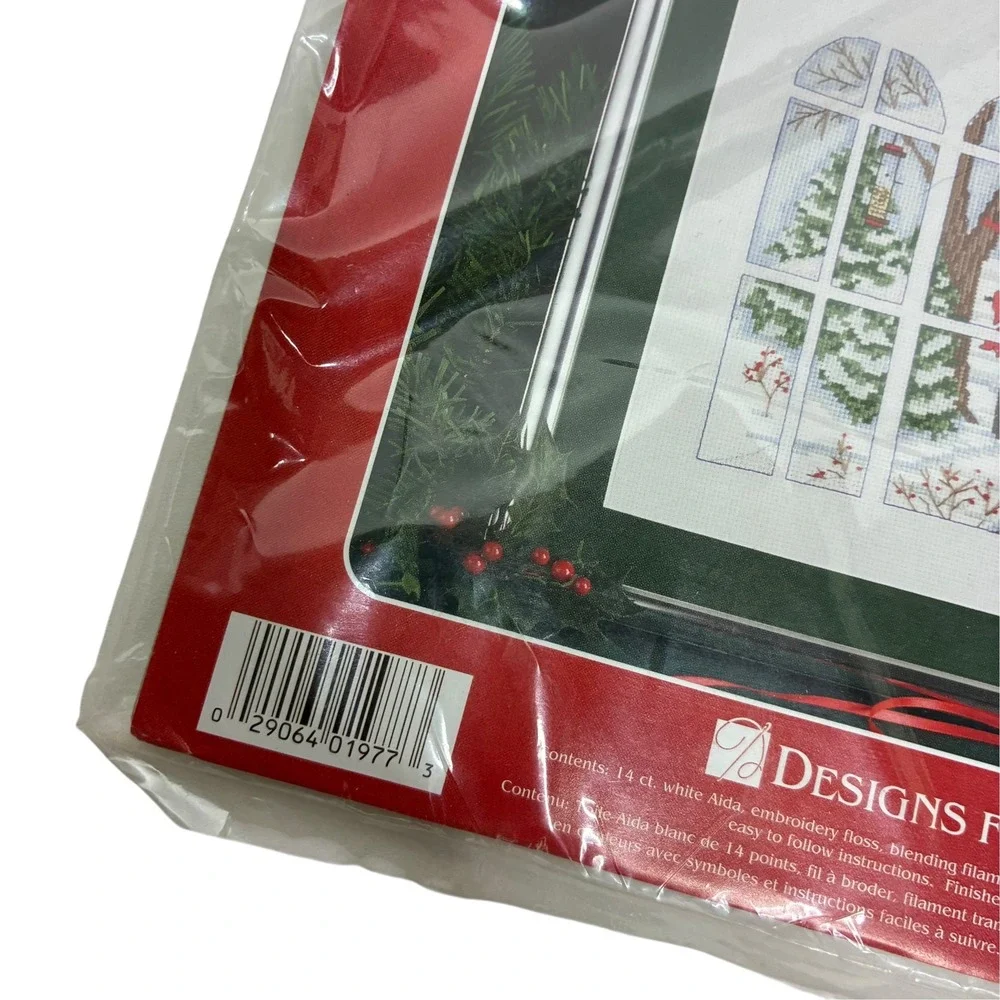 Designs for the Needle Unisex 10x14 Cross Stitch Kit White Winter Window Snowman
